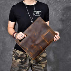 Retro Brown Leather Mens Business Clutch Bag Side Bag Handbag Small Messenger Bag For Men - iwalletsmen