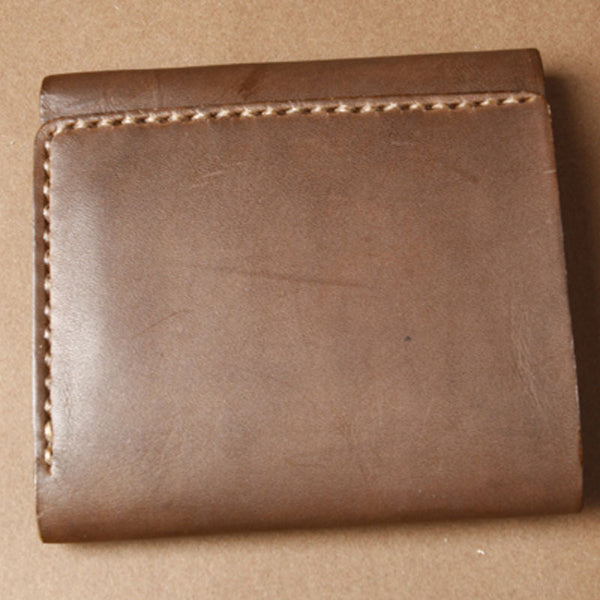 Handmade Coffee Leather Mens Small Trifold Wallet Cool billfold Wallet for Men - iwalletsmen