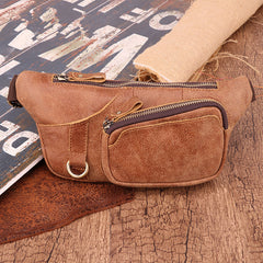 Badass Leather Fanny Pack Men's Brown Chest Bag Hip Bag Waist Bag For Men - iwalletsmen