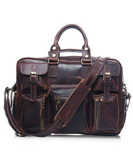 Vintage Leather Mens Large Handbag Weekender Bag Travel Bag - iwalletsmen