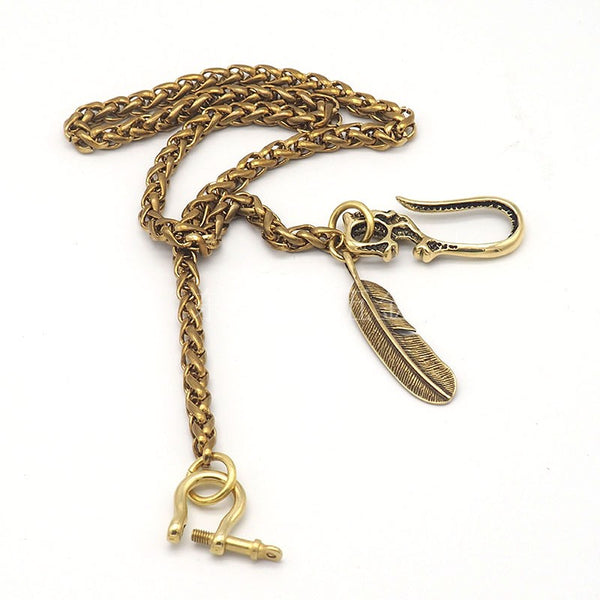 Cool Brass Skull 18'' Biker Wallet Chain Pants Chain Key Chain For Men - iwalletsmen