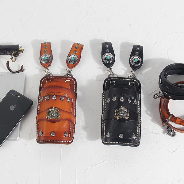 Cool Leather Mens Hairstylist Tool case barber pouch scissors case Black Scissors Bag for Men - iwalletsmen