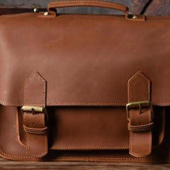 Handmade Leather Mens Cool Messenger Bag Briefcase Work Bag Business Bag for men