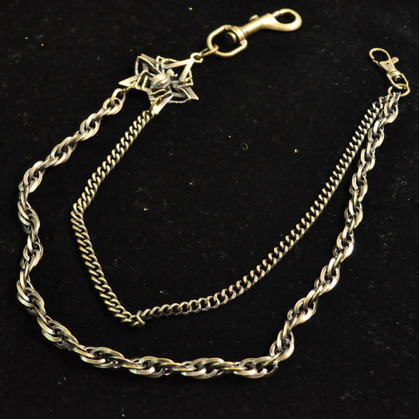 Badass Men's Brass Double Spider Long Wallet Chain Pants Chain Biker Wallet Chain For Men - iwalletsmen