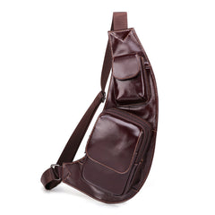 Oiled Leather Brown Men's Chest Bag Sling Bag One Shoulder Backpack For Men - iwalletsmen