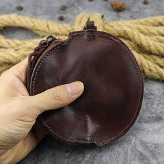 Mens Brown Leather Coin Purse Coin Pouch Change Case Mini Leather Pouch For Men and Women - iwalletsmen