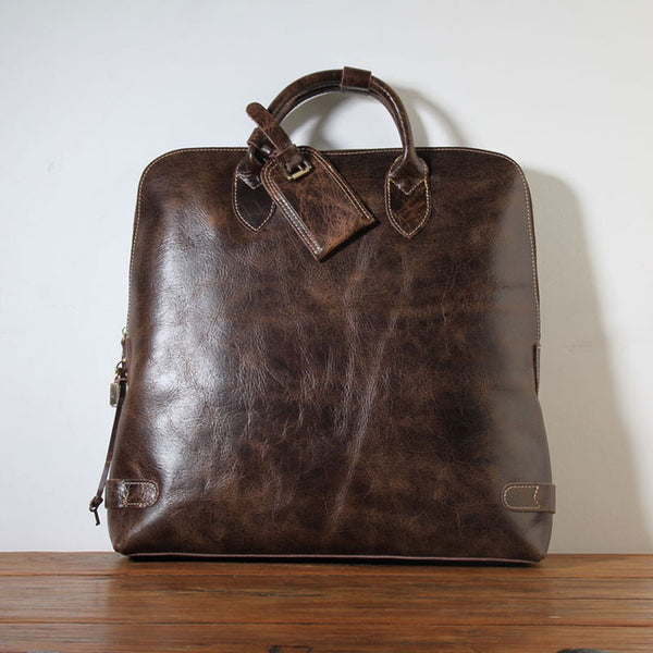 Handmade Leather Mens Cool Business Bag Briefcase Work Bag Laptop Bag for men