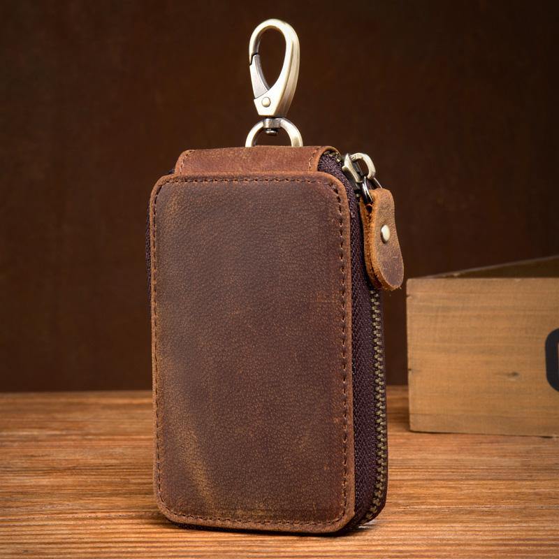Brown Leather Mens Small Car Key Wallet Key Holders Car Key Holder For Men - iwalletsmen