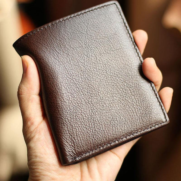 Slim Leather Mens Business SMall Bifold Wallet Bifold billfold Wallet Small Front Pocket Wallet For Men - iwalletsmen