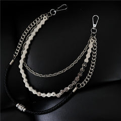 Badass Mens Leather Triple Stainless steel Pants Chain Biker Wallet Chain For Men - iwalletsmen