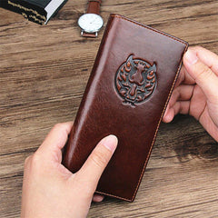 Simple Brown Leather Long Wallet for Men Bifold Long Wallet Brown Multi-Cards Wallet For Men - iwalletsmen
