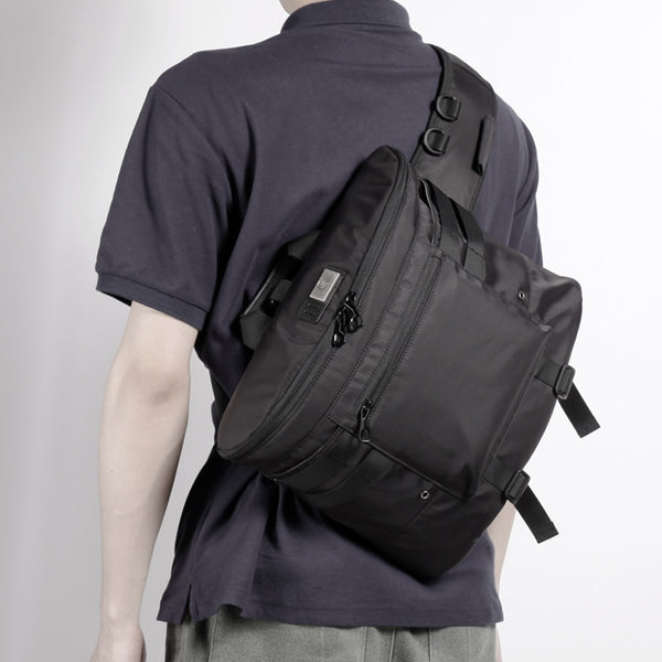 Cool Nylon Cloth Men's Black Large One Shoulder Backpack Chest Bag For Men - iwalletsmen