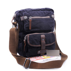Canvas Black Mens Vertical Postman Bags Canvas Messenger Bags Khaki Courier Bag For Men - iwalletsmen