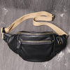 Best Black Leather Fanny Pack Men's Black Chest Bag Best Hip Bag Waist Bag For Men - iwalletsmen