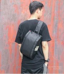 Cool Black Oxford Cloth PVC Men's Sling Bag Chest Bag One Shoulder Backpack For Men - iwalletsmen