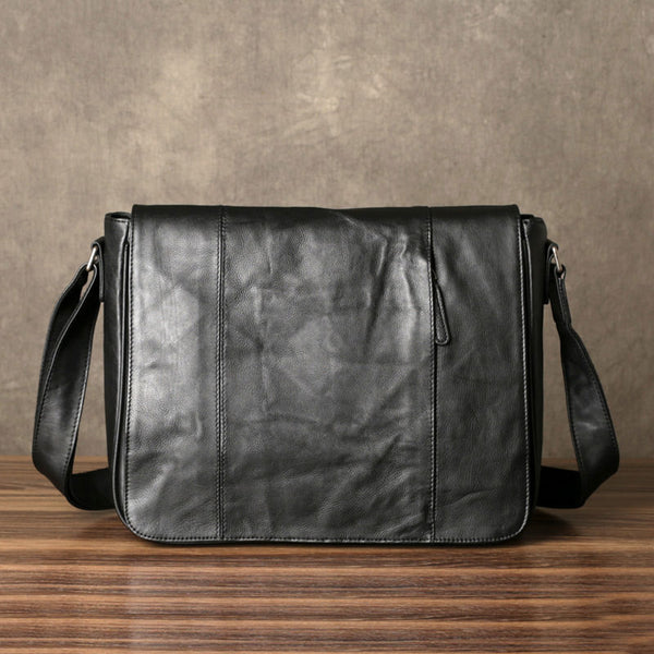 Genuine Leather Mens Cool Messenger Bag Shoulder Bag Chest Bag Bike Bag Cycling Bag for men