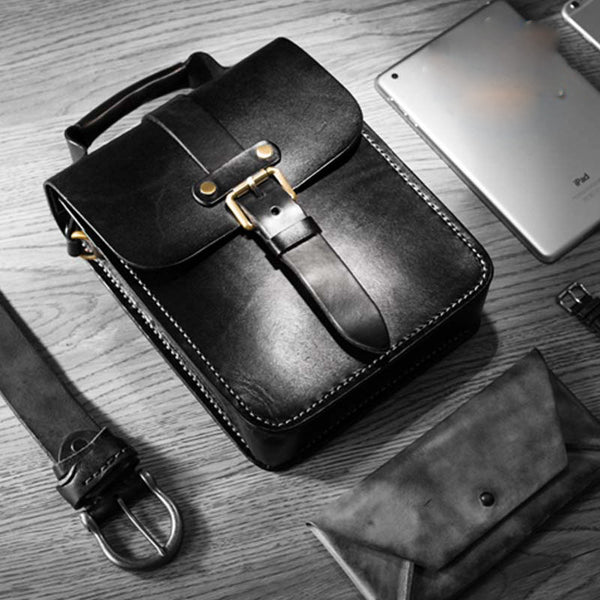 Handmade Leather Mens Cool Messenger Bag Sling Bag Chest Bag Bike Bag Cycling Bag for men - iwalletsmen