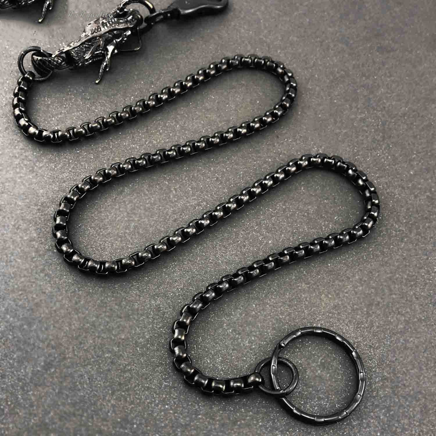 Cool STAINLESS STEEL Mens Black Wallet Chain Long Dragon Pants Chain For Men - iwalletsmen