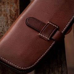 Handmade Leather Men Slim Cool Leather Wallet Long Phone Clutch Wallets for Men