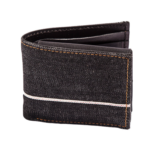 Handmade Cool Black Denim Mens Leather billfold Small Wallets Bifold Small Wallet For Men - iwalletsmen