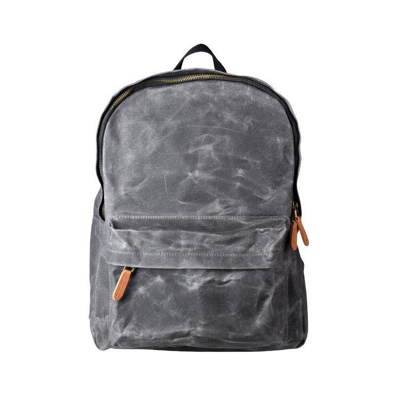 Gray Waxed Canvas Mens Laptop Backpack College Backpack Gray Canvas Travel Backpack for Men - iwalletsmen