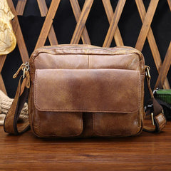 Vintage Brown Leather Men's 10 inches Small Courier Bag Brown Postman Bag Messenger Bag For Men - iwalletsmen