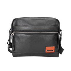 Black Fashion Leather Mens 10 inches Side Bag Black Courier Bag Messenger Bags for Men - iwalletsmen