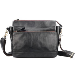 Casual Black Leather Mens Courier Bags Messenger Bags Brown Postman Bags For Men - iwalletsmen
