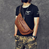 Cool Leather Mens 8" Large Brown Fanny Pack Waist Bag Hip Bag Chest Bag for Men - iwalletsmen
