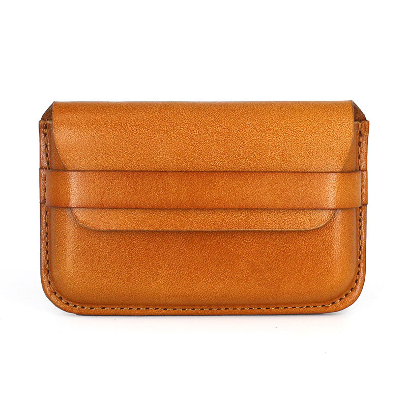 Brown Leather Mens Card Wallet Front Pocket Wallets Cool Small Change Wallet for Men - iwalletsmen