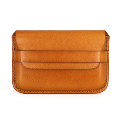 Brown Leather Mens Card Wallet Front Pocket Wallets Cool Small Change Wallet for Men - iwalletsmen