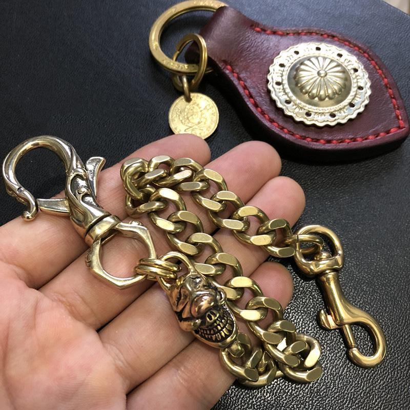 Badass Gold Skull Mens Wallet Chain Biker Wallet Chain 18'â