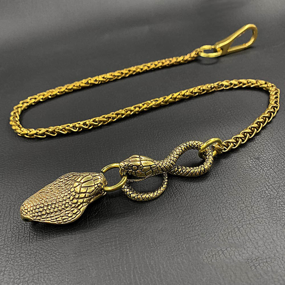 Cool Brass Snake Mens 18'' Pants Chain Wallet Chain Gold Motorcycle Wallet Chain for Men - iwalletsmen