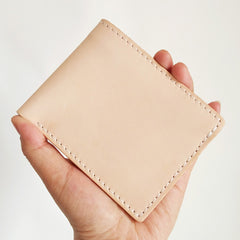 Light Beige Handmade Mens Bifold Leather Small Wallets Cool billfold Wallet for Men - iwalletsmen
