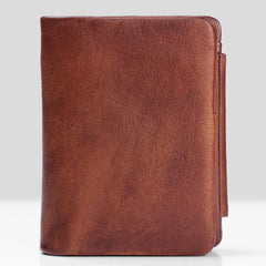 Handmade Mens Cool billfold Leather Wallet Men Small Zipper Wallets Trifold for Men - iwalletsmen