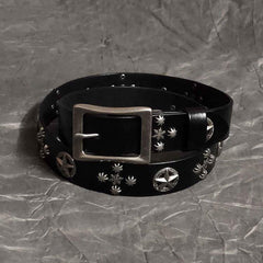 Cool Black Punk Leather Star Metal Rock Belt Motorcycle Belt Leather Belt For Men - iwalletsmen