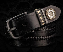Handmade Genuine Leather Mens Belt Custom Cool Leather Men Black Belt for Men