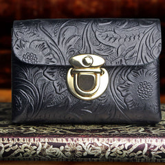 Handmade Leather Floral Mens Cool billfold Wallet Card Holder Small Card Slim Wallets for Men