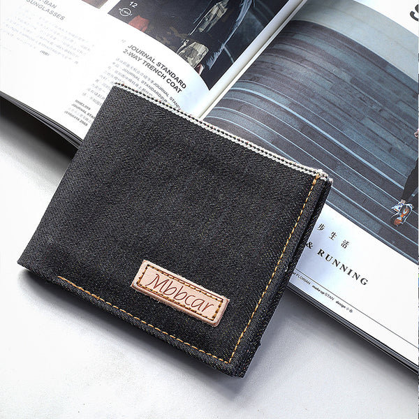 Black Wallet Cool Denim Mens Jean Slim billfold Wallet Bifold Jean Small Wallets For Men - iwalletsmen