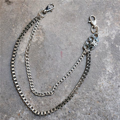 Badass Men's Silver Finger Rings Skull Double Pants Chain Punk Biker Wallet Chain For Men - iwalletsmen