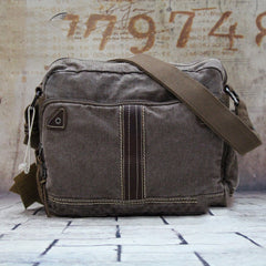 Vintage Canvas Black Mens Small Postman Bag Green Canvas Messenger Bags Small Courier Bag For Men - iwalletsmen