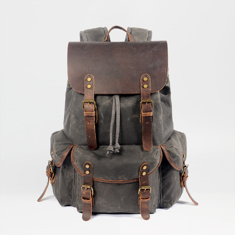 Cool Waxed Canvas Mens Waterproof 15'' Travel Backpack Hiking Backpack for Men - iwalletsmen