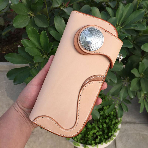 Handmade Leather Biker Wallet Mens Cool Chain Wallet Trucker Wallet with Chain