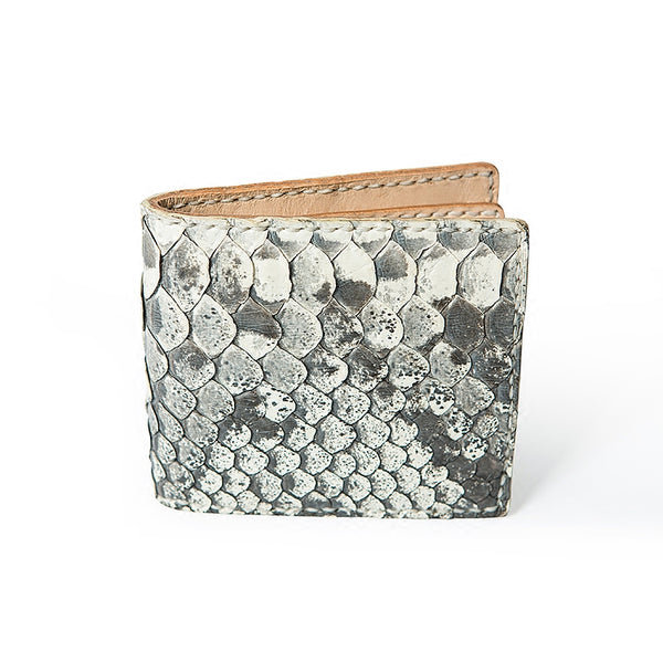 White Handmade Leather Bifold Mens Snakeskin billfold Wallet Bifold Small Wallet For Men - iwalletsmen