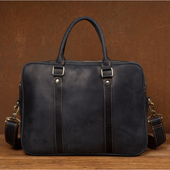 Brown Leather Mens 14 inches Briefcase Laptop Bag Navy Business Bags Work Bag for Men - iwalletsmen