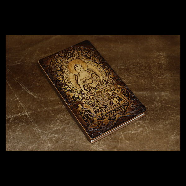 Handmade Leather Tooled Shakya Muni Buddhism Notebook Journal Travel Book Diary