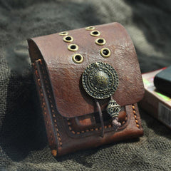 Cool Handmade Brown Leather Mens Zippo Cigarette Case with Lighter Holder Belt Loop for Men - iwalletsmen