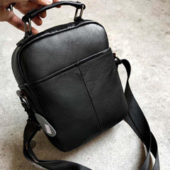 Casual Black LEATHER MENS SMALL VERTICAL Postman BAG SIDE BAG Cool COURIER BAG MESSENGER BAG FOR MEN - iwalletsmen