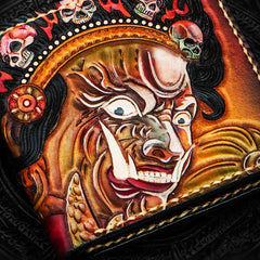 Handmade Leather Mah¨¡k¨¡la Tooled Mens billfold Wallet Cool Leather Wallet Slim Wallet for Men