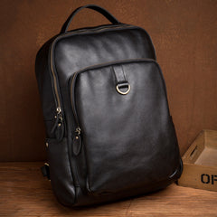 Casual Black Mens Leather 15-inch Computer Backpack Coffee Satchel Backpack School Backpacks for men - iwalletsmen